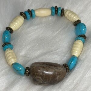 Turquoise Howlite and Jasper Native Style Stretch Bracelet